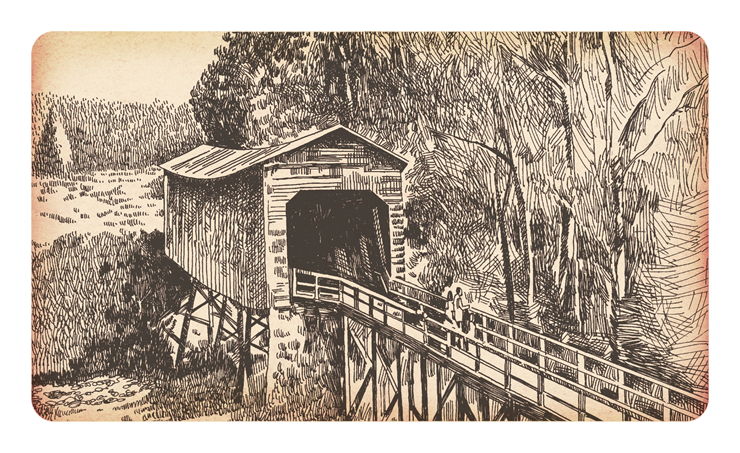 Ilustration of Covered Bridge on Paper