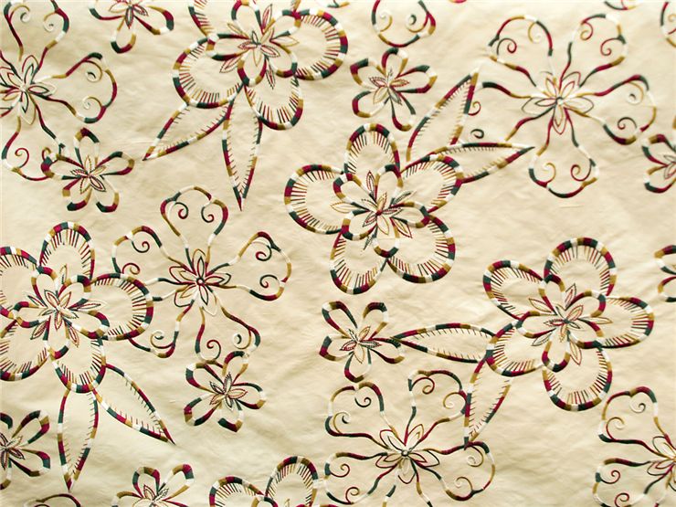 Manila Parchment Color Linent with Floral Pattern